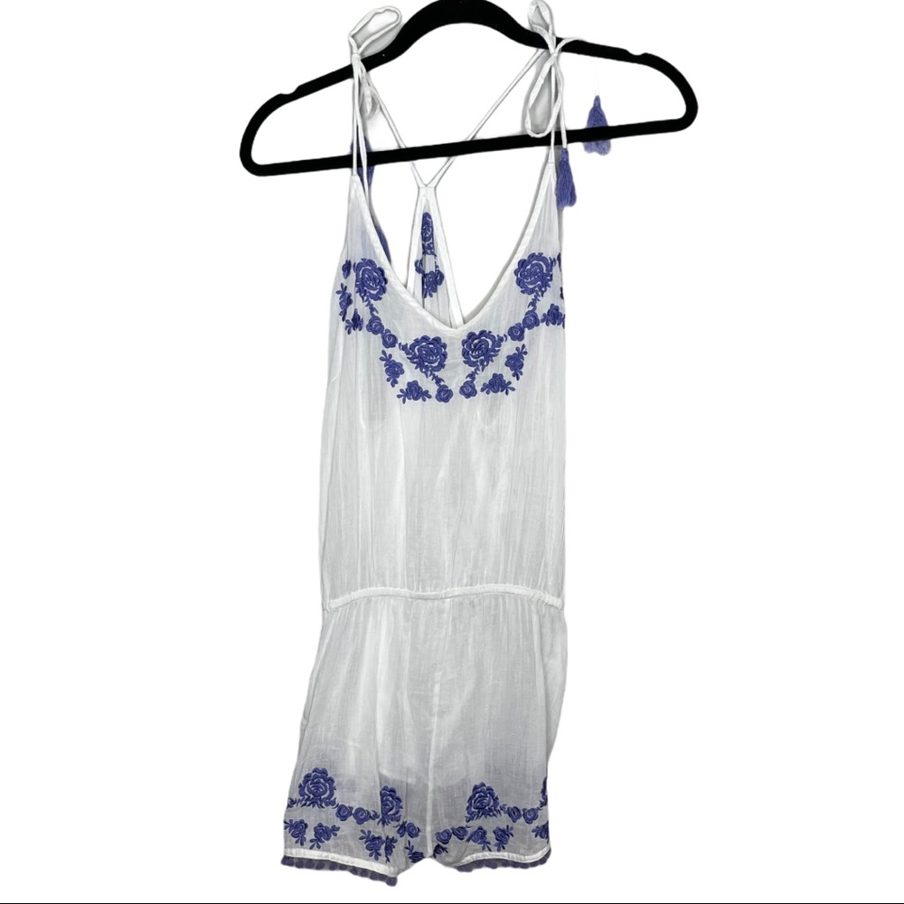ASOS Wolf & Whistle Purple Embroidered Romper Cover Up Summer Size 10